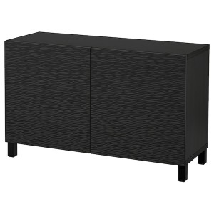 IKEA BESTÅ storage combination with doors, 47 1/4x16 1/2x29 1/8 in Black / Brown / Laxviken / Stubbarp Black, Ikea Outlet | 4521XALYR