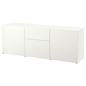IKEA BESTÅ storage combination with drawers, white/Lappviken white, 70 7/8x16 1/2x25 5/8 in, Ikea Outlet | 2836KAGQU
