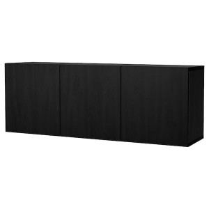 IKEA BESTÅ wall-mounted cabinet combination, 70 7/8x16 1/2x25 1/4 in Black / Brown / Lappviken Black / Brown, Ikea Outlet | 0763DVWFP