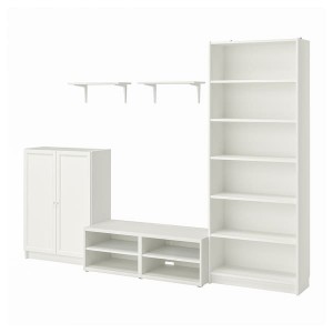IKEA BILLY / BESTÅ TV storage combination, white, 110 1/4x15 3/4x79 1/2 in, Ikea Outlet | 8179GQUSO