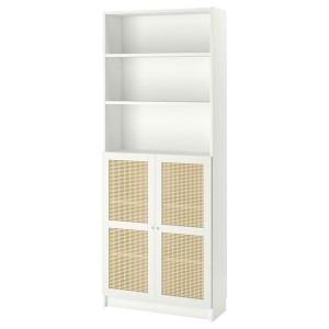 IKEA BILLY / HÖGADAL bookcase with doors, white, 31 1/2x11 3/4x79 1/2 in, Ikea Outlet | 8901KHZAV