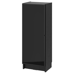 IKEA BILLY / HÖGBO bookcase comb w glass doors, 15 3/4x11 3/4x41 3/4 in Black Oak Effect / Black, Ikea Outlet | 5913WCAYN