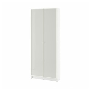 IKEA BILLY / HÖGBO bookcase w glass doors, 31 1/2x11 3/4x79 1/2 in White, Ikea Outlet | 6871LBOVY