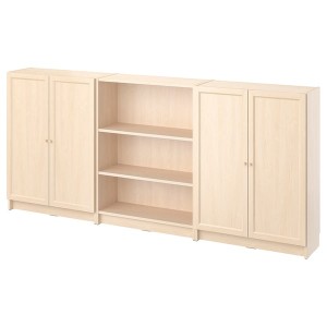 IKEA BILLY / OXBERG bookcase comb w doors, 94 1/2x11 3/4x41 3/4 in Birch Effect, Ikea Outlet | 6380NWAMS