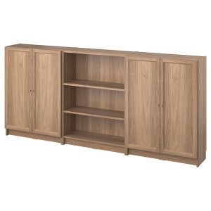 IKEA BILLY / OXBERG bookcase comb w doors, 94 1/2x11 3/4x41 3/4 in Oak Effect, Ikea Outlet | 9567LVACX