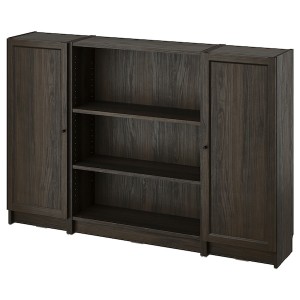 IKEA BILLY / OXBERG bookcase comb w doors, 63x41 3/4 in Dark Brown Oak Effect, Ikea Outlet | 8694THLAZ