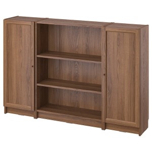 IKEA BILLY / OXBERG bookcase comb w doors, 63x41 3/4 in Brown Walnut Effect, Ikea Outlet | 6239WKRTZ
