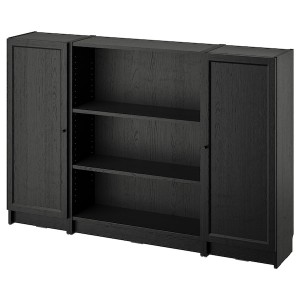 IKEA BILLY / OXBERG bookcase comb w doors, 63x41 3/4 in Black Oak Effect, Ikea Outlet | 7352YBNZW