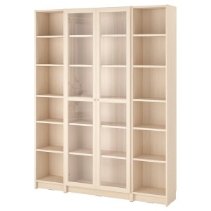 IKEA BILLY / OXBERG bookcase comb w glass doors, 63x79 1/2 in Birch Effect, Ikea Outlet | 2768HZUVJ