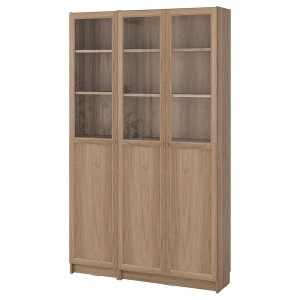 IKEA BILLY / OXBERG bookcase comb w panel/glass doors, 47 1/4x11 3/4x79 1/2 in Oak Effect, Ikea Outlet | 6237ZRNFH