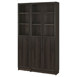IKEA BILLY / OXBERG bookcase comb w panel/glass doors, 47 1/4x11 3/4x79 1/2 in Oak Effect Dark Brown, Ikea Outlet | 3276BLQEN
