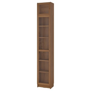 IKEA BILLY / OXBERG bookcase w glass doors/ext unit, 15 3/4x11 3/4x93 1/4 in Brown Walnut Effect, Ikea Outlet | 6087EZMUH