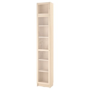 IKEA BILLY / OXBERG bookcase w glass doors/ext unit, 15 3/4x11 3/4x93 1/4 in Birch Effect, Ikea Outlet | 7192OHRKM