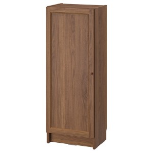 IKEA BILLY / OXBERG bookcase with door, 15 3/4x11 3/4x41 3/4 in Brown Walnut Effect, Ikea Outlet | 4057HRETI