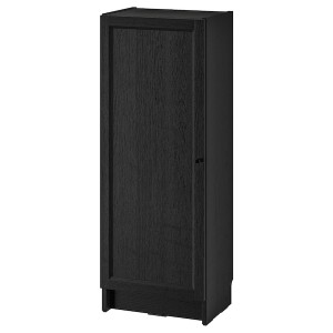 IKEA BILLY / OXBERG bookcase with door, 15 3/4x11 3/4x41 3/4 in Black Oak Effect, Ikea Outlet | 2610HEGTK