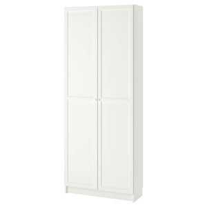 IKEA BILLY / OXBERG bookcase with doors, 31 1/2x11 3/4x79 1/2 in White, Ikea Outlet | 2973CULTK