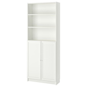 IKEA BILLY / OXBERG bookcase with doors, 31 1/2x11 3/4x79 1/2 in White, Ikea Outlet | 5672XCUYH