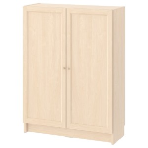 IKEA BILLY / OXBERG bookcase with doors, 31 1/2x11 3/4x41 3/4 in Light, Ikea Outlet | 5438IMKOB