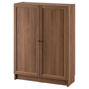 IKEA BILLY / OXBERG bookcase with doors, 31 1/2x11 3/4x41 3/4 in Brown Walnut Effect, Ikea Outlet | 9057PHUZY