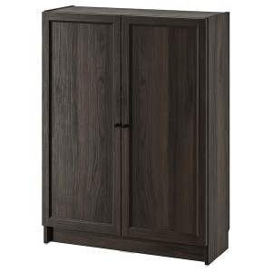 IKEA BILLY / OXBERG bookcase with doors, 31 1/2x11 3/4x41 3/4 in Dark, Ikea Outlet | 2583HYRXT