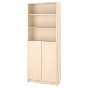 IKEA BILLY / OXBERG bookcase with doors, 31 1/2x11 3/4x79 1/2 in Birch Effect, Ikea Outlet | 9065VRMJY