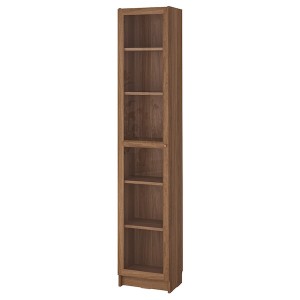 IKEA BILLY / OXBERG bookcase with glass-door, 15 3/4x11 3/4x79 1/2 in Brown Walnut Effect / Clear Glass, Ikea Outlet | 2578KJSZH