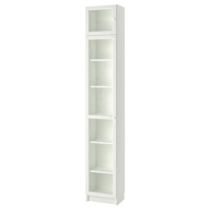 IKEA BILLY / OXBERG bookcase with glass-door, white/glass, 15 3/4x11 3/4x93 1/4 in, Ikea Outlet | 6792IQASN