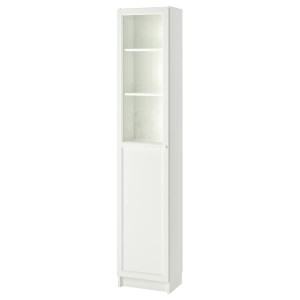 IKEA BILLY / OXBERG bookcase with panel/glass door, 15 3/4x11 3/4x79 1/2 in White / Glass, Ikea Outlet | 8741YBWDF