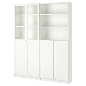 IKEA BILLY / OXBERG bookcase with panel/glass doors, 63x11 3/4x79 1/2 in White, Ikea Outlet | 5823JXUGT