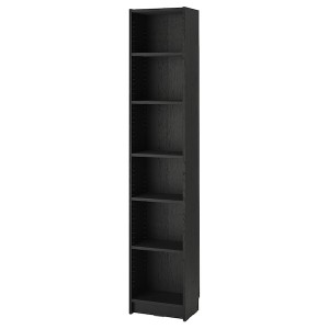 IKEA BILLY bookcase, 15 3/4x11x79 1/2 in Black Oak Effect, Ikea Outlet | 8619XSIVK