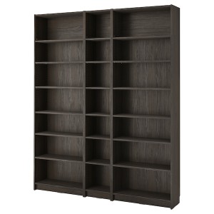IKEA BILLY bookcase comb w extension units, 78 3/4x11x93 1/4 in Dark Brown Oak Effect, Ikea Outlet | 7248INWOZ
