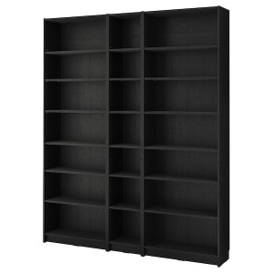 IKEA BILLY bookcase comb w extension units, 78 3/4x11x93 1/4 in Black Oak Effect, Ikea Outlet | 0816GEUIB