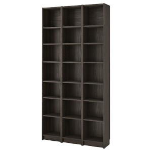 IKEA BILLY bookcase comb w extension units, 47 1/4x11x93 1/4 in Dark Brown Oak Effect, Ikea Outlet | 0475WKCLT