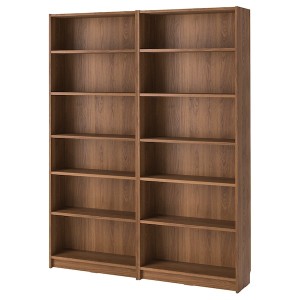 IKEA BILLY bookcase combination, 63x11x79 1/2 in Brown Walnut Effect, Ikea Outlet | 7684PXWUR