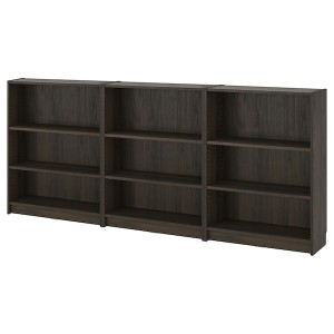 IKEA BILLY bookcase combination, 94 1/2x11x41 3/4 in Dark Brown Oak Effect, Ikea Outlet | 7485FQCWL