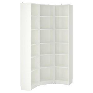 IKEA BILLY bookcase combination/crn solution, white, 37 3/8/37 3/8x11x79 1/2 in, Ikea Outlet | 1035WEOGQ