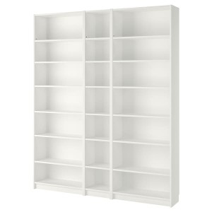 IKEA BILLY bookcase, white, 78 3/4x11x93 1/4 in, Ikea Outlet | 1486QDOEB