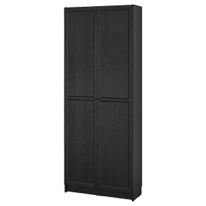 IKEA BILLY bookcase with doors, 31 1/2x11 3/4x79 1/2 in Black Oak Effect, Ikea Outlet | 1382PLTBW