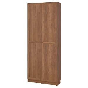IKEA BILLY bookcase with doors, 31 1/2x11 3/4x79 1/2 in Brown Walnut Effect, Ikea Outlet | 2167VFQMJ