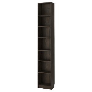 IKEA BILLY bookcase with height extension unit, 15 3/4x11x93 1/4 in Dark Brown Oak Effect, Ikea Outlet | 2801QETLF