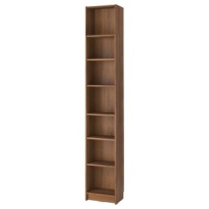 IKEA BILLY bookcase with height extension unit, 15 3/4x11x93 1/4 in Brown Walnut Effect, Ikea Outlet | 1359EGYVP