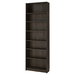 IKEA BILLY bookcase with height extension unit, 31 1/2x11x93 1/4 in Dark Brown Oak Effect, Ikea Outlet | 9176UBOZK