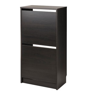 IKEA BISSA shoe cabinet with 2 compartments, 19 1/4x11x36 5/8 in Black / Brown, Ikea Outlet | 7905ICXHK