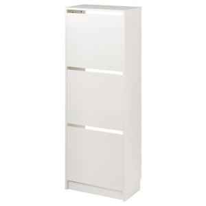IKEA BISSA shoe cabinet with 3 compartments, 19 1/4x11x53 1/8 in White, Ikea Outlet | 3465LMUHX