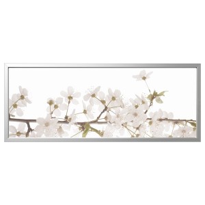 IKEA BJÖRKSTA picture and frame, 55x22 in White Flowers / Aluminum Color, Ikea Outlet | 6195VQLZU