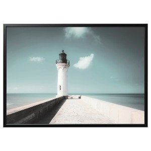 IKEA BJÖRKSTA picture and frame, 55x39 ¼ in White Lighthouse / Black, Ikea Outlet | 1503TLBKE