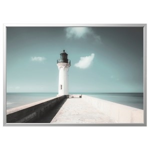 IKEA BJÖRKSTA picture and frame, 55x39 ¼ in White Lighthouse / Aluminum Color, Ikea Outlet | 2495GZHRP
