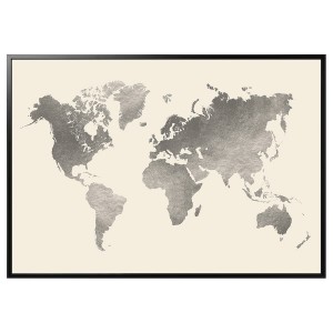 IKEA BJÖRKSTA picture and frame, 78 ¾x55 in The World / Black, Ikea Outlet | 4279DLZSW