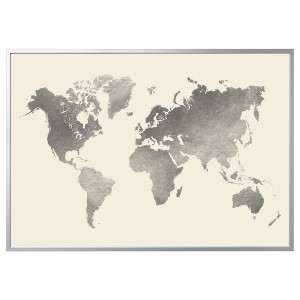 IKEA BJÖRKSTA picture and frame, 78 ¾x55 in The World / Aluminum Color, Ikea Outlet | 9237TSABP