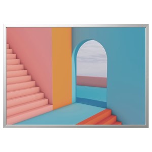 IKEA BJÖRKSTA picture and frame, doorway, 55x39 ¼ in Aluminum Color, Ikea Outlet | 4681LGDIF